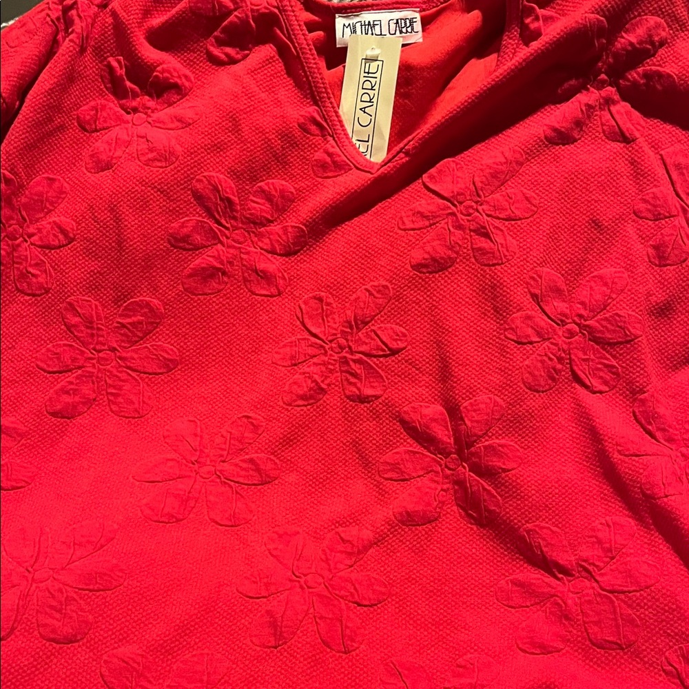 Vintage nwt sz 2X Michael Carrie Red Floral Textured Top